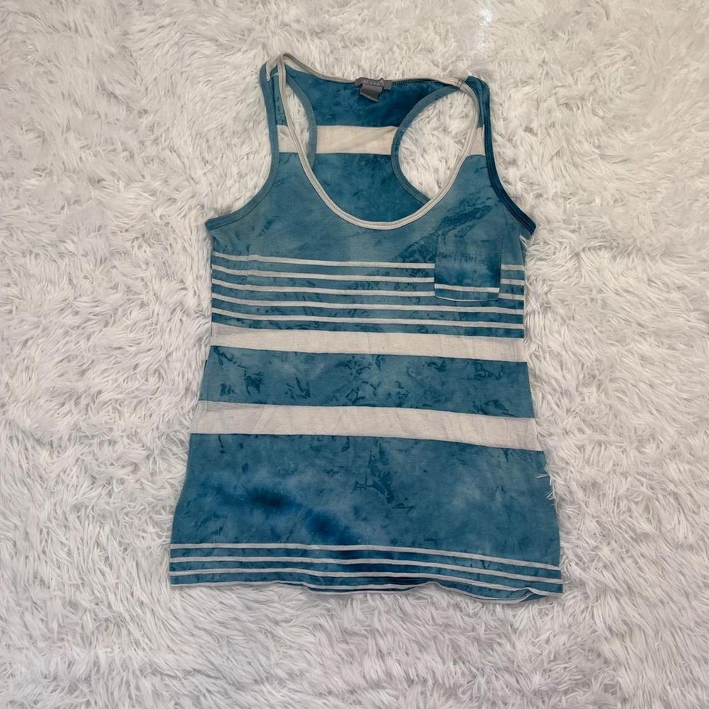 🍟y2k teal & white striped tank small